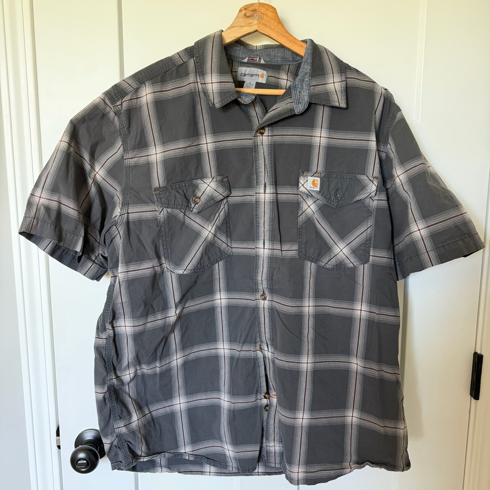 Carhartt Relaxed Fit Button-Up Shirt Mens XL Gray EUC